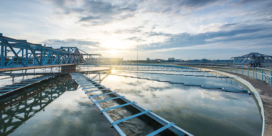 wide angle view of water treatment plant
